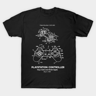 Playstation Controller Patent White T-Shirt